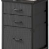 3 Drawer Mobile File Cabinet with Wheels Fabric Vertical Filing Cabinet fits A4 or Letter Size for Home Office,Black