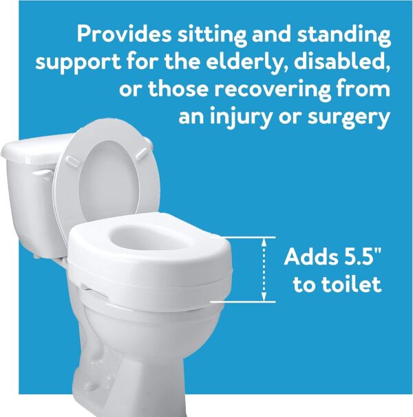 Carex Toilet Seat Riser - Adds 5.5 Inch of Toilet Height - Raised Toilet Seat with 300 Pound Weight Capacity, Slip-Resistant, Toilet Riser, Elevated Toilet Seat