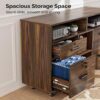 VINGLI Wide 4 Drawer File Cabinet with Lock, Wood Lateral File Cabinet with Open Shelves, Lockable Rolling File Cabinets for Home Office, Dark Brown File Cabinet Printer Stand, Letter Sized