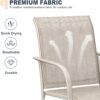 VICLLAX 5 Pieces Patio Outdoor Dining Set, 40.6" Round Aluminum Table with Umbrella Hole and Storage Shelf, 4 Stackable Textilene Chairs for Patio, Lawn, Garden, Porch, Sandshell