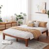 Giantex 14 Inch Queen Wood Platform Bed Frame, Minimalist Style Mattress Foundation with Solid Rubber Wood, Heavy Duty Wood Slat Support, Without Headboard, Easy Assembly, No Box Spring Needed, Walnut