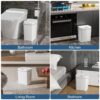 2 Pack 2.7 Gal Bathroom Trash Can with Lid, Automatic Trash Can Small Smart Garbage Can Touchless, Slim Motion Sensor Waterproof Plastic Trash Bins for Bedroom Office Kitchen Toilet