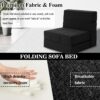 Folding Sofa Bed, 7 inch Memory Foam Floor Couch, Convertible Sleeper Foldable Mattress Futon Sofa for Living Room/Home Office/Guest Beds/Apartment/Upstairs Loft, New Dark Gray, Single