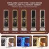 LVSOMT LED Mirror Jewelry Cabinet Standing, 360°Swivel Jewelry Armoire with Full Length Mirror, Mirror with Jewelry Storage and Large Wooden Drawer for Christmas Gifts (Farmhouse White)