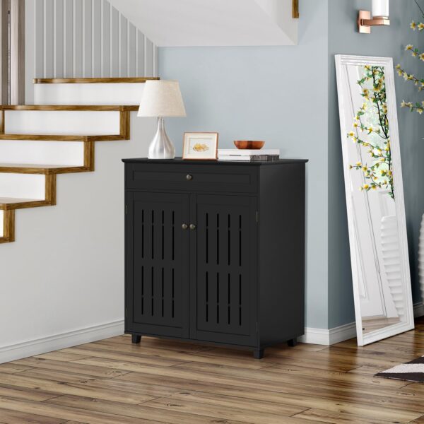 Yaheetech Coffee Bar Cabinet, Bathroom Cabinet with 1 Drawer & Adjustable Shelf, Kitchen Buffet Storage Cabinet for Home Office, Black