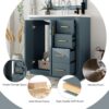 30 Inch Bathroom Vanity with Ceramic Sink, Traditional Bathroom Storage Cabinet with 3 Drawers and 2 Chevron Front Doors, Solid Wood Frame Bathroom Vanities