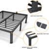 14 Inch Queen Bed Frame, Metal Platform Bed Frame with Round Corner Legs, 3500 lbs Heavy Duty Steel Slats Support, No Box Spring Needed, Noise Free, Easy Assembly, Black