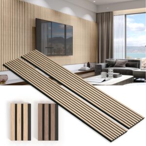 Two Acoustic Wood Wall Veneer Slat Panels - Natural Oak | 94.49 x 12.6 Each | 16.54 sq ft. Coverage | Use for Soundproof Paneling, Interior Design, Outdoor Space, Van Restorations