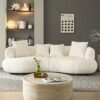 102.3'' Modern Luxury Oversized Curved Combination Sofa Comfortable Fabric Terry Sofas Tight Curved Back Sofa for Living Room Bedroom Office Apartment(White, 102.3'')