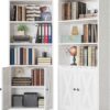 IRONCK Industrial Bookshelves and Bookcases with Doors 11.8 in Depth Set of 2 Floor Standing 5 Shelf Display Storage Shelves Bookcase Home Decor Furniture for Home, Office, Living Room, Bedroom