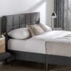 ZINUS Lottie Upholstered Platform Bed Frame, Mattress Foundation, Wood Slat Support, No Box Spring Needed, Easy Assembly, Grey, Queen