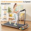 2 Side Walking Pad with Incline, 2 in 1 Under Desk Walking Pad with Handle Bar and Foot Massager Treadmills for Home/Office, Portable Treadmill with Remote Control LED Display (Light Black)