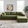 104" Modular Sectional Sofa Couch,L-Shape Upholstered Cloud Couch,Modern Minimalist Couches for Living Room,Free Combination Deep Seat Corner Couch, Sherpa/Right Facing Chaise,Green