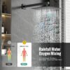 Waist Massage Spray Shower System with 6 Body Jets and Tub Spout, 12'' Rainfall Bathtub Shower System with Shower Jet, Wall Mounted Rain Shower and Handheld Shower Faucet Sets Complete, Matte Black