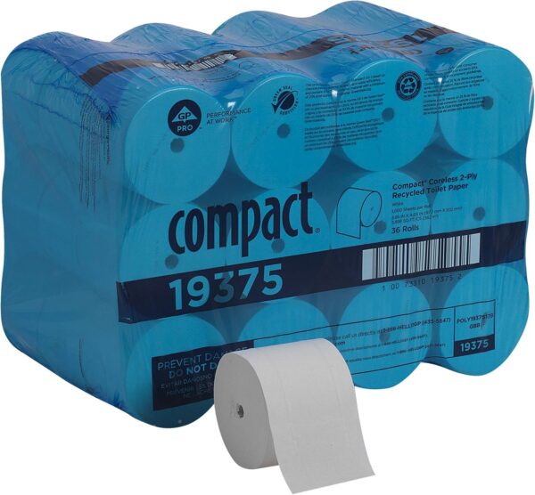 COMPACT® CORELESS 2-PLY RECYCLED TOILET PAPER BY GP PRO (GEORGIA-PACIFIC), 36 ROLLS PER PACKAGE
