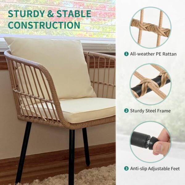 YITAHOME Accent Chairs Set of 2 Mid-Century Modern Chair with Pillow Upholstered Lounge Arm Chair with Side Table & Soft Cushion for Living Room, Bedroom, Balcony, Beige