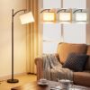 Ambimall 60" Floor Lamps for Living Room with 3 Color Temperatures Bulb & Adjustable Linen Shade, Tall Lamp for Living Room Bedroom Office Classroom Dorm Room(9W Bulb Included)
