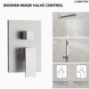 10" High-Pressure Rainfall Shower System with Handheld Spray, Wall Mount Bathroom Shower Faucet Set with Valve (Brushed Nickel)