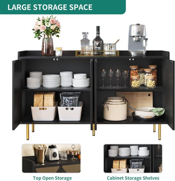 YITAHOME Sideboard Cabinet, 55 Inch Modern Coffee Bar Cabinets with Storage, Large Buffet Cabinet with Storage for Kitchen, Black