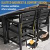 FOOWIN Outdoor Table and Chairs Set 5-Piece HDPE All Weather Patio Dining Set with Umbrella Hole,Outdoor Patio Furniture Dining Set for 6,Patio Kitchen Table Set for Garden,Backyard,Poolside Black