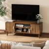 43" TV Stand for TVs up to 55 Inch, Entertainment Center with Storage and Adjustable Shelves, Modern Media Console for Living Room, Walnut