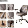 ovios Mid-Century Modern Home Office Chair, Suede Faux Leather Swivel Rolling Task Chairs with Padded Armrests, Comfy Mid-Back Computer Ergonomic Executive Armchair, Dark Grey