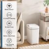2 Pack 2.7 Gal Bathroom Trash Can with Lid, Automatic Trash Can Small Smart Garbage Can Touchless, Slim Motion Sensor Waterproof Plastic Trash Bins for Bedroom Office Kitchen Toilet