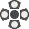 SHACOS Large Size Wedge Placemats with Centerpiece Round Mat Set of 5 Round Table Place Mats Washable Dining Table Placemats Reversible Durable, Black Gray