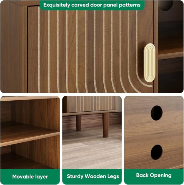 43" TV Stand for TVs up to 55 Inch, Entertainment Center with Storage and Adjustable Shelves, Modern Media Console for Living Room, Walnut