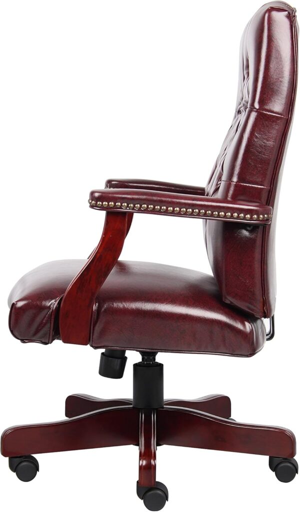 Boss Classic Executive Oxblood Vinyl Chair with Mahogany Finish Frame