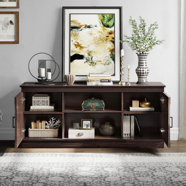YITAHOME TV Stands for TV up to 65 Inch, Farmhouse Entertainment Center with Double Barn Doors & Storage Cabinets, Rustic TV Cabinet Media Console Table for Living Room, 59 Inches, Espresso