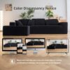 Claiks 110" Cloud Sectional Couch with Chaise Lounge, Modern Modular L-Shape Corduroy Couch Deep Seat, Upholstered Couches for Living Room Bedroom, No Assembly Required, Black Left Facing Chaise