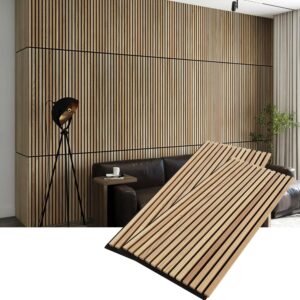 Woody Walls Solid Wood Slat Wall Paneling, Wood Slat Wall Panel, Acoustic Wood Panels Have 0.75 NRC, Set of 2 Seamless Joint Wood Panels for Walls, Wood Slat Wall , Beige