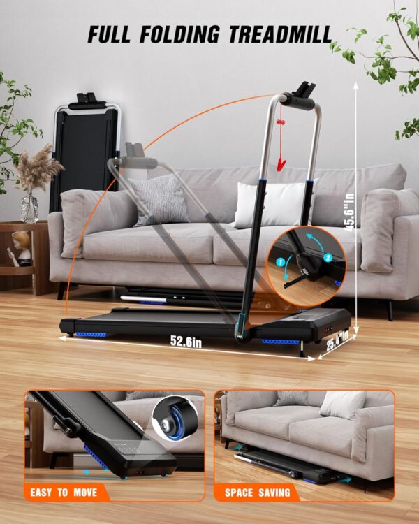 Walking Pad Treadmill, Under Desk Treadmill with Incline for Home/Office, 2 in 1 Folding Treadmills with APP/Remote Control and LED Display, 0.6-7.6 MPH 340 lbs Capacity