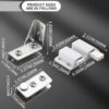 Stainless Steel Glass Door Hinge Double Head Magnetic Catch Closures with ABS Clamp Set for 5-7mm Glass Doors (1, White)