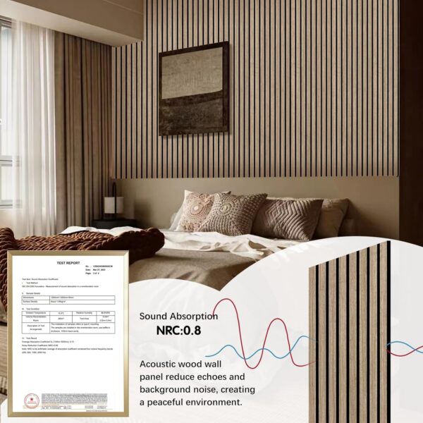 Wood Slat Wall Panels - 2 PCS Walnut Wood Veneer Acoustic Panels - 12.6" W x 94.5" L