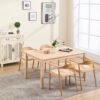 Wahson Mid Century Dining Chairs Set of 2, Natural Wood Modern Kitchen Chairs with Arms, Woven Rope Dining Table Chairs with Hemp Seat