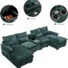 U Shaped Sectional Sofa, 124.8" Green Cloud Couch for Living Room, Fluffy Modern Modular Couch with Storage, Comfy Lounge Sofas for Office, Apartment