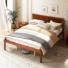 Giantex Queen Wood Platform Bed Frame with Headboard, Mid Century Queen Bed Frame with Wood Slat Support, Solid Wood Foundation with 16" Under Bed Storage, No Box Spring Needed, Easy Assembly