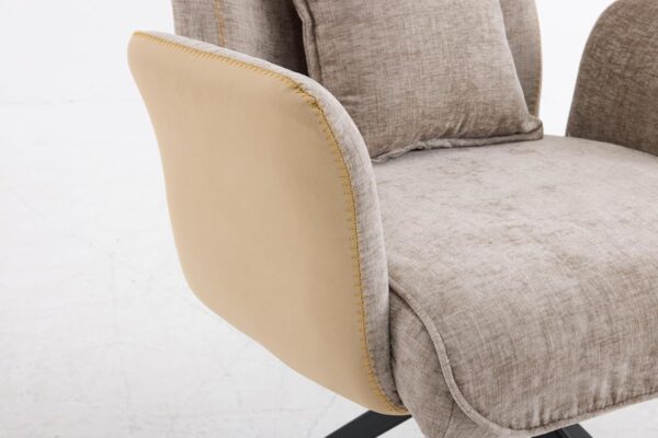 VINGLI Khaki Office Desk Chair with Wheels,with Back&Lumbar Pillow&Padded Arm,Comfy Computer Task Nail Tech Vanity Modern Swivel Sewing Dining Chair for Home,Makeup,Bedroom,Living Room,Chenille