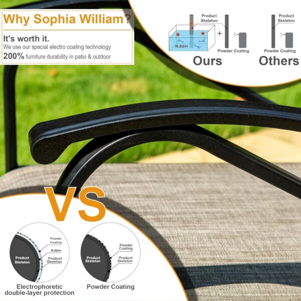 Sophia & William Patio Dining Set Patio Table 37"x 37" and 4 x C Spring Motion Chairs Patio Set for 4 Dining Set 5 Pieces Outdoor Lawn Garden Pool Metal Frame Easy to Care Weather Resistant