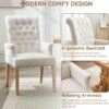 Fabric Dining Chair with Arms, Upholstered Tufted High Back Dining Room Chairs, Accent Armchair with Solid Wood Leg and Nailhead Trim, Kitchen Dining Living Room, Beige