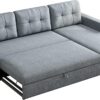 Upholstered Sleeper Sofa, L Shaped Sectional Couch with Reversible Storage, Convertible Corner Lounge Couches w/Pull Out Sofabed for Living Room, Apartment,Light Grey