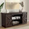 YESHOMY TV Stand for Televisions up to 65 Inchs, with Sliding Barn Doors and Storage Cabinets, Console Table and Media Furniture for Living Room, 58 Inch, Espresso