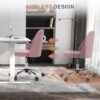 DUMOS Office Desk Chair, Modern Cute Rolling Vanity Swivel Task Chairs with Wheels, Comfortable Back Seat Armless for Home, Bedrooms, Office, Study, Student, Adults, Make-up, Dressing Room, Pink