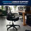 Flash Furniture Porter High Back Black Mesh Ergonomic Swivel Office Chair with Black Frame and Flip-up Arms