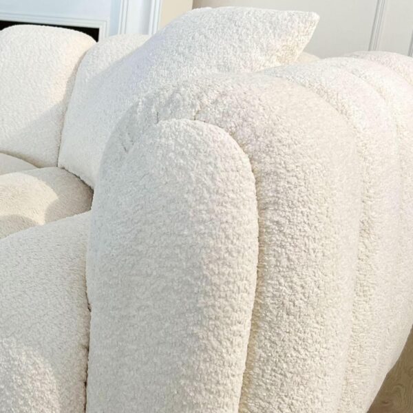 110.2'' Modern Sectional Modular Oversized Sofa Comfortably Tufted Upholstered Deep Seat Sherpa Sofa Boucle Velvet Fabric 4-Seater Sectional Sofas For Living Room Office Apartment (Boucle + Beige)
