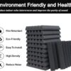 12-Pack Acoustic Panels, 2" x 12" x 12" Sound Proof Foam Panels for Wall,Fireproof Soundproofing Wedges,Noise Canceling Sound Absorbing Foam for Studio Recording, Home Office(Black)