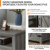 YESHOMY Fireplace TV Stand for Television up to 65+ Inch with Storage and Farmhouse Barn Doors, Entertainment Center with Cabinet and Shelves, Media Console for Living Room, Gray Wash