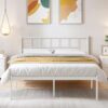 VECELO Queen Metal Platform Bed Frame with Headboard, Heavy Duty Steel Slat Support, Under Bed Storage,No Box Spring Needed, Easy Assembly